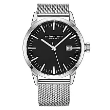 Relógio Masculino Stuhrling Ascot 42mm Quartzo Prata Aço Inoxidável Resistente à Água