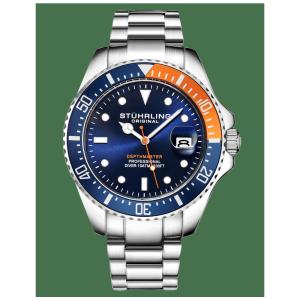 Relógio Masculino Stuhrling Aquadiver 3950 Quartzo 42mm, Azul e Laranja