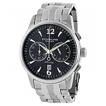 Relógio Aristocrata Elite 186B 43mm com Mostrador Preto e Pulseira de Aço Inoxidável - Stuhrling