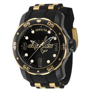Relgio Invicta NHL Washington Capitals Masculino - 48mm, Ouro e Preto ZG-42311: um acessrio de estilo para os fs de hquei.