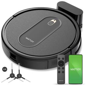 Aspirador de Pó Robô com Conexão via APP WI FI e Auto Carregamento, 110V, Vactidy T6, Preto
