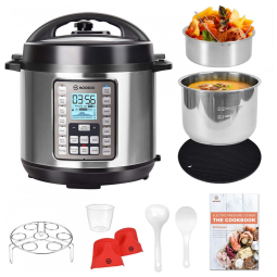 MOOSOO Panela de Pressão Elétrica 9 em 1, 5 litros, 1000W, 110V, prata