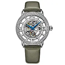 Relgio Automtico Winchester 3941 38mm, Mostrador Prateado, Pulseira de Couro Verde/Cinza e Fivela Prata - Stuhrling