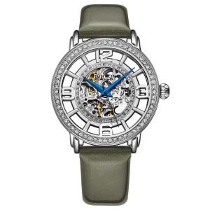 Relgio Automtico Winchester 3941 38mm, Mostrador Prateado, Pulseira de Couro Verde/Cinza e Fivela Prata - Stuhrling