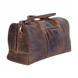 Bolsa de Viagem Masculina Clássica de Couro, KOMALC, Marrom