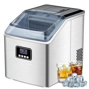Máquina de Gelo Portátil, que Produz 12 kg em 24H com Função de Autolimpeza, Alça para Transporte Inclui Cesta e Colher de Gelo, 110V