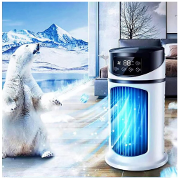 Climatizador Portátil 3 em 1 com 5 Velocidades e 7 Luzes Coloridas, Bzdzmqm, Branco