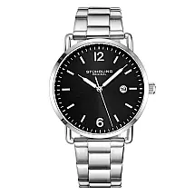 Relogio de Pulso Oslo 3902 38 mm com Mostrador Preto e Pulseira de Aco Inoxidavel Prata da Stuhrling.