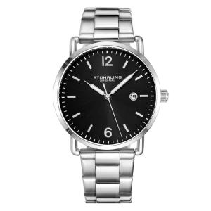 Relogio de Pulso Oslo 3902 38 mm com Mostrador Preto e Pulseira de Aco Inoxidavel Prata da Stuhrling.