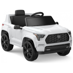 Carro Elétrico Infantil a Bateria com Controle Remoto, Suspensão de Mola, Luzes LED, Bluetooth e 3 Velocidades, 12V, Hetoy, Branco