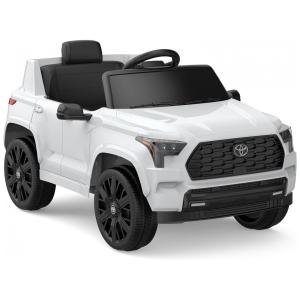 Carro Elétrico Infantil a Bateria com Controle Remoto, Suspensão de Mola, Luzes LED, Bluetooth e 3 Velocidades, 12V, Hetoy, Branco