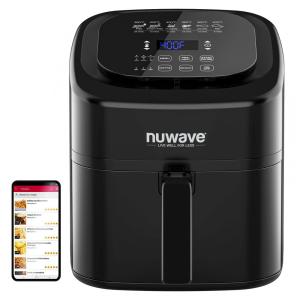 Fritadeira Elétrica Nuwave Brio 6QT Digital Preta 5,7 Litros Controle Touch 6 Menus Divisória Removível 1800W 110V