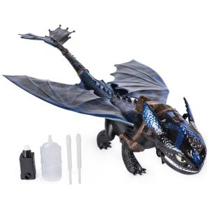 Dreamworks Dragons - Boneco Gigante do Toothless que Solta Fogo, Dragão de 50cm com Efeitos de Respiração de Fogo