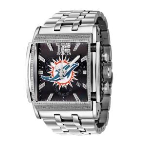 NFL Miami Dolphins Relgio masculino de diamante de 1,47 quilates com mostrador em madreprola - 47 mm. Ao 42721