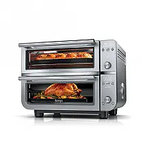 Forno Elétrico Ninja DCT801SD Duplo Air Fryer Zona Dupla 12-em-1 28,6L Dourado Pedra 110V