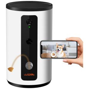 Câmera Full HD Wi Fi com Dispensador de Petiscos para Animais de Estimação, WOPET, Branco