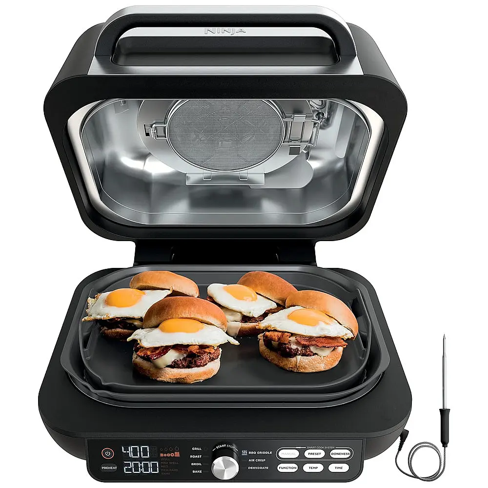 Churrasqueira Elétrica de Bancada Ninja IG651 Foodi Smart XL Pro 7-em-1 Grill e Chapa Interna com Air Fry