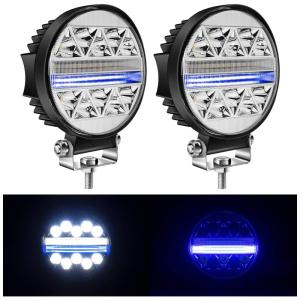 Farol de Milha LED Off Road 2646 Lúmens 6000K 126W Alumínio Fundido à Prova Dágua, YORKIM, Azul