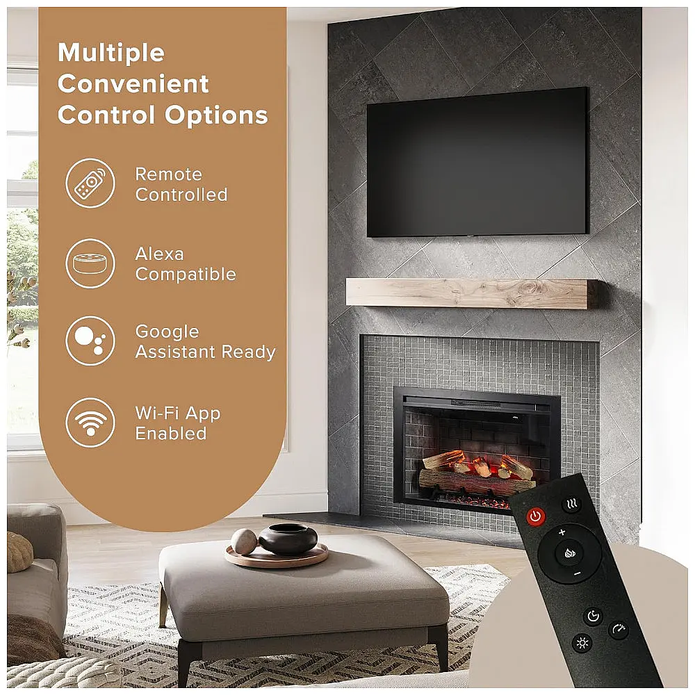 Lareira Elétrica Modern Ember 99x63cm 1500W WiFi Alexa Chamas LED Embutir 110V — foto 2