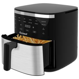 Fritadeira Elétrica Air Fryer 5L com 10 Funções Predefinições, Atomizador de Água e Janela de Visualização, 110V 1500W, Larinest, Preta