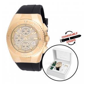 Relógio Masculino TechnoMarine Cruise Original com Mostrador Madrepérola 43mm, Preto, Branco, Verde e Pulseira Interchangeável TM124031