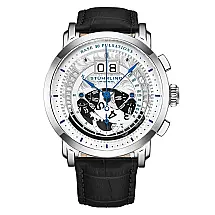 Relógio Masculino Stuhrling Imperia 4013 Quartzo 44mm com Cronográfo, Prata e Preto