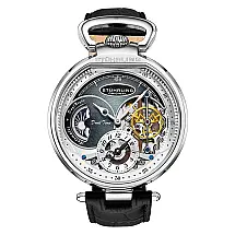 Relgio Automtico Modena Dual Time 4033, Mostrador Cinza e Pulseira de Couro Preta Stuhrling