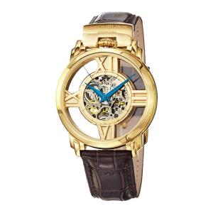 Relógio Automático Winchester Cross 276 com Mostrador Dourado e Pulseira de Couro Marrom, Stuhrling