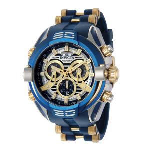 Relógio Masculino de Quartzo S1 Rally Mammoth, Invicta 37531, Azul e Dourado