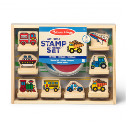 Kit de Carimbos Infantil de Madeira, Tema Veículos com 8 Peças para Crianças Acima de 3 Anos, Melissa & Doug