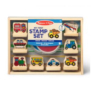 Kit de Carimbos Infantil de Madeira, Tema Veículos com 8 Peças para Crianças Acima de 3 Anos, Melissa & Doug