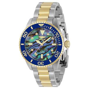 Relógio Feminino Pro Diver 0,03 com Mostrador Abalone, Invicta 32931, Prata e Dourado