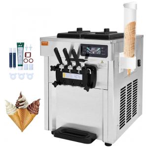 Máquina de Sorvete Soft Comercial VEVOR Prata 3 Sabores Alta Produção 18-28L/h 2x5,5L 1850W Modelo D520S