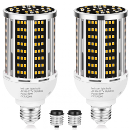Lâmpada de Milho LED 50W 2 pack, Branco Quente 3000K 6500LM Equivalente a 500W, Base Média E26/E39, Ideal para Áreas Amplas Internas