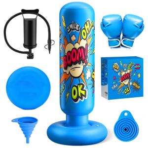 NOCNPSW Saco de Pancadas Inflável para Crianças – Treino de Boxe, Karatê e Taekwondo, Azul
