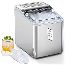 Máquina de Gelo Automática Portátil Produz até 11kg, 24H, Cor, 110v, LERIZOM ICM 1227L, Prateado