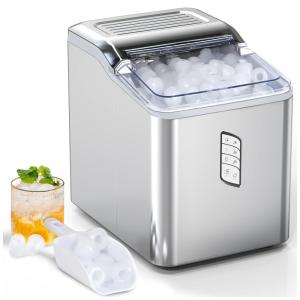 Máquina de Gelo Automática Portátil Produz até 11kg, 24H, Cor, 110v, LERIZOM ICM 1227L, Prateado