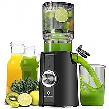 Extrator de Sucos LINKChef Rush Clear Slow Masticating, Juicer 200W de Alta Capacidade com Boca de Alimentação, Preto