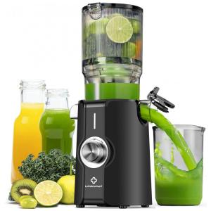 Extrator de Sucos LINKChef Rush Clear Slow Masticating, Juicer 200W de Alta Capacidade com Boca de Alimentação, Preto