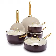 Conjunto de Panelas e Frigideiras Antiaderentes com Revestimento de Cerâmica, 10 Peças, GREENPAN CC005212 001, Vermelho