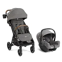 Sistema de Viagem Joie Nutmeg e Rue Cinza com Carrinho Dobrável e Cadeirinha 1,8 a 13,6 kg