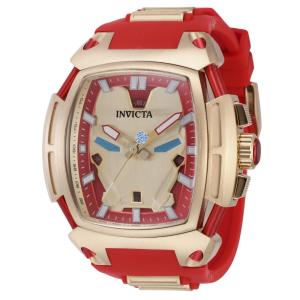 Relógio Masculino Analógico de Quartzo 53mm, Invicta Marvel Ironman 42041, Vermelho e Dourado
