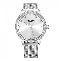 Relgio de pulso Dorset 3904 de 38 mm, elegante e moderno, com mostrador prateado e pulseira de ao inoxidvel prateado com fivela dobrvel.
