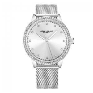 Relgio de pulso Dorset 3904 de 38 mm, elegante e moderno, com mostrador prateado e pulseira de ao inoxidvel prateado com fivela dobrvel.