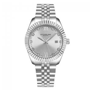 Relógio Stuhrling Gamine Classic 42mm Prateado com Mostrador e Pulseira em Aço Inoxidável
