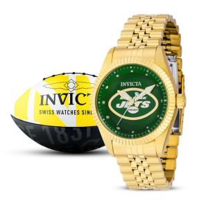 Relógio Feminino NFL New York Jets, Invicta 42541, Dourado e Verde