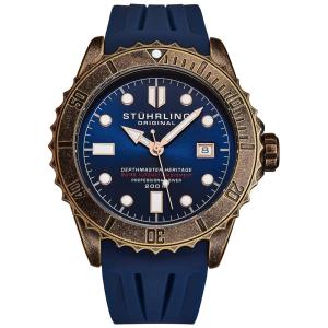 Relógio Masculino Analógico Swiss Automático Ideal para Mergulho, Modelo 1003,02, STUHRLING 1003.02, Azul Escuro