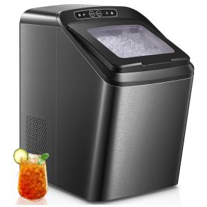 Máquina de Gelo até 12 kg em 24H Portátil com Colher, Cesta de Gelo e Autolimpeza, 110V, FOHERE, Prata