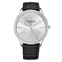 Relógio Masculino Stuhrling Silhouette 41mm Quartzo, Preto, Pulseira de Couro, Resistente à Água