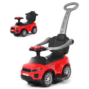 Carrinho de Passeio Infantil 3 em 1 com Buzina, Música, Luz e Proteção de Braço para Crianças de 1 a 3 Anos, Costzon, Vermelho